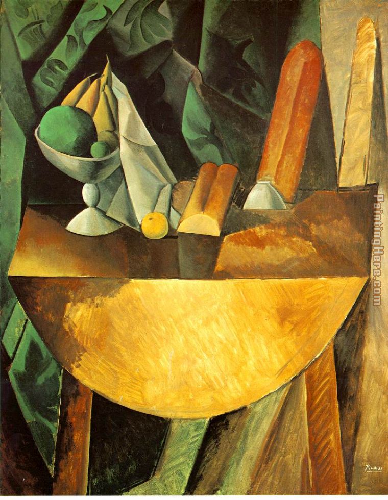 Pablo Picasso Bread and Fruit Dish on a Table